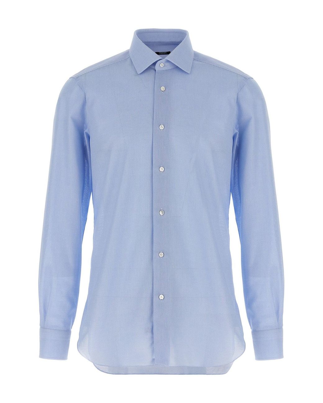 Barba Napoli Blue Honeycomb Cotton Shirt for men