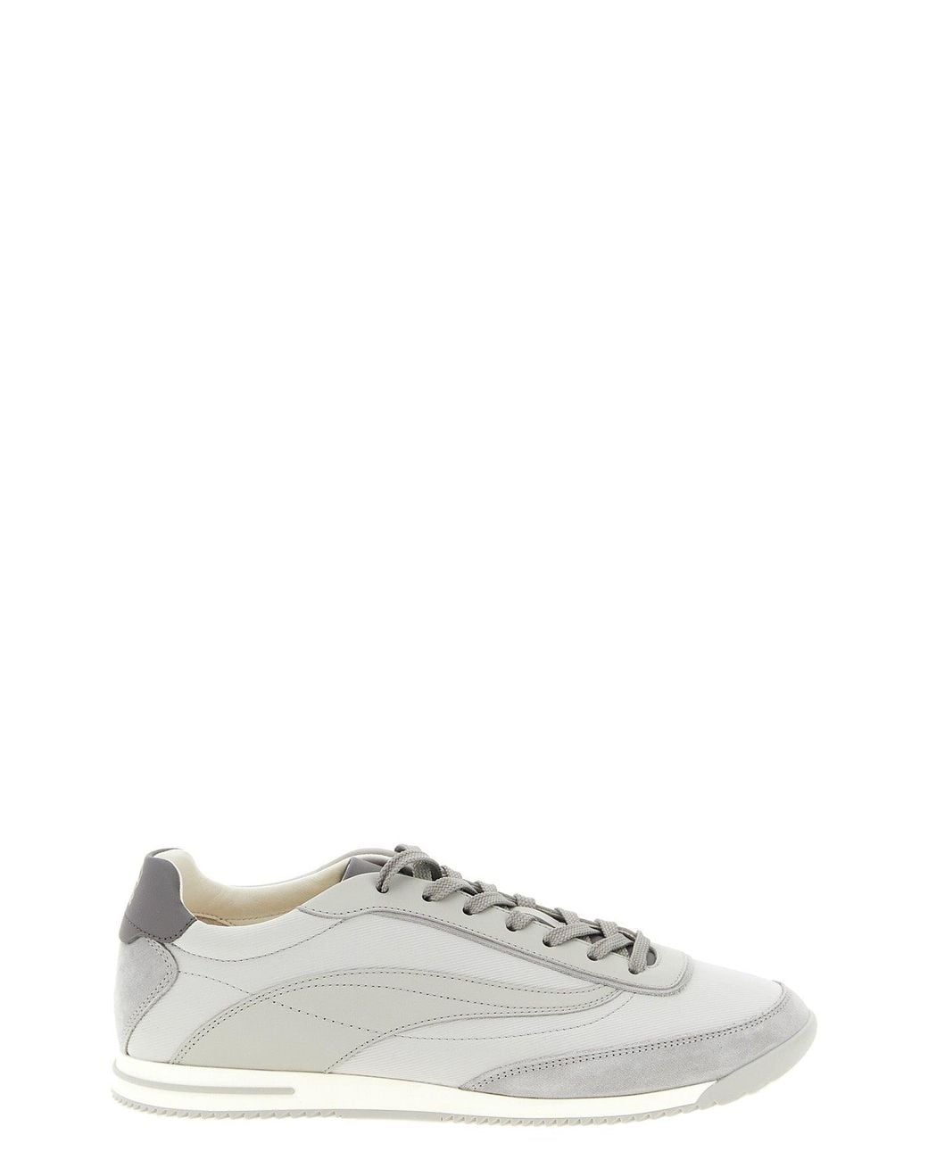 Brunello Cucinelli White Techno Fabric And Nubuck Sneakers for men