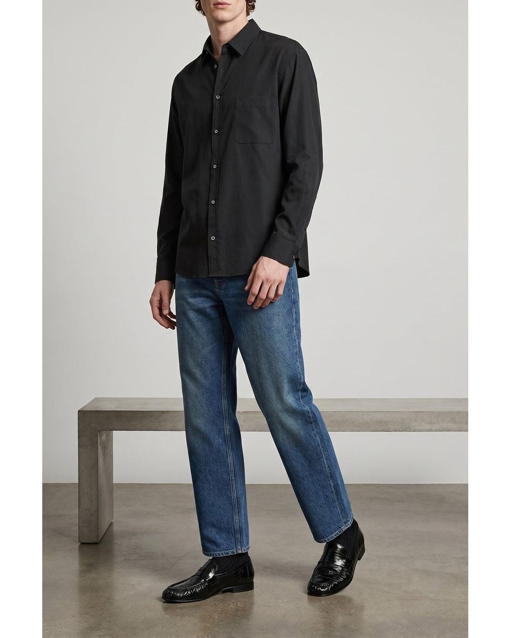 The Row Black Shirt With Patch Pocket for men