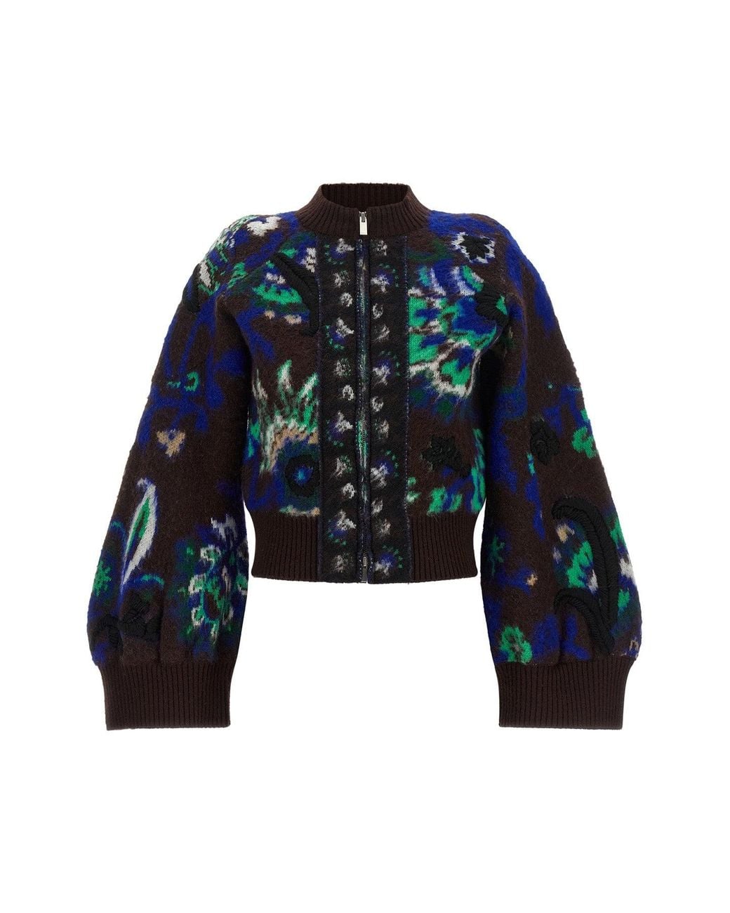 Sacai Blue Floral Jacquard Blouson
