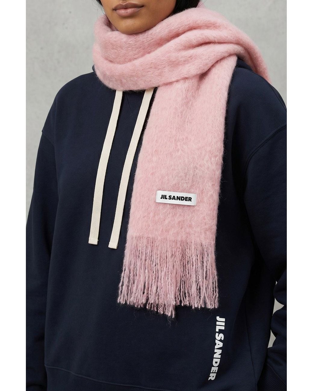 Jil Sander Pink Fringed Scarf