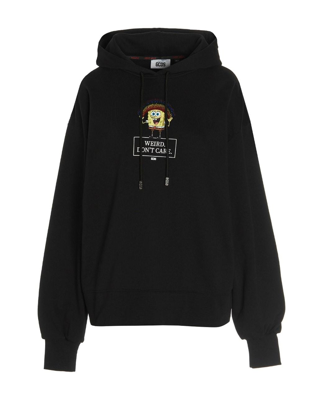 Gcds Black 'don't Care' Capsule Hoodie With 'don't Care' Capsule
