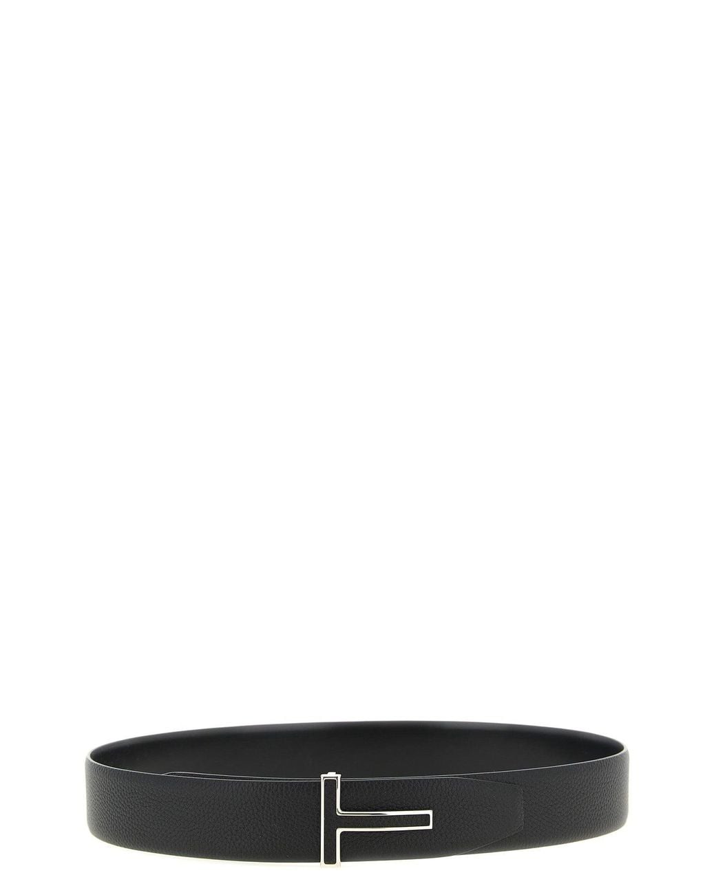 Tom Ford Black Reversible Belt With T Icon Buckle for men