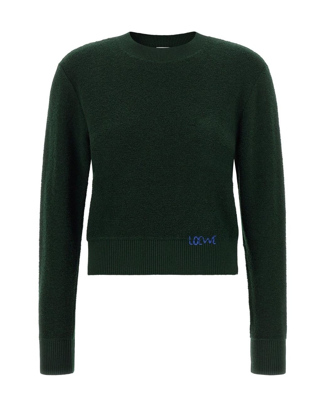Loewe Green Bestickter Strickpullover