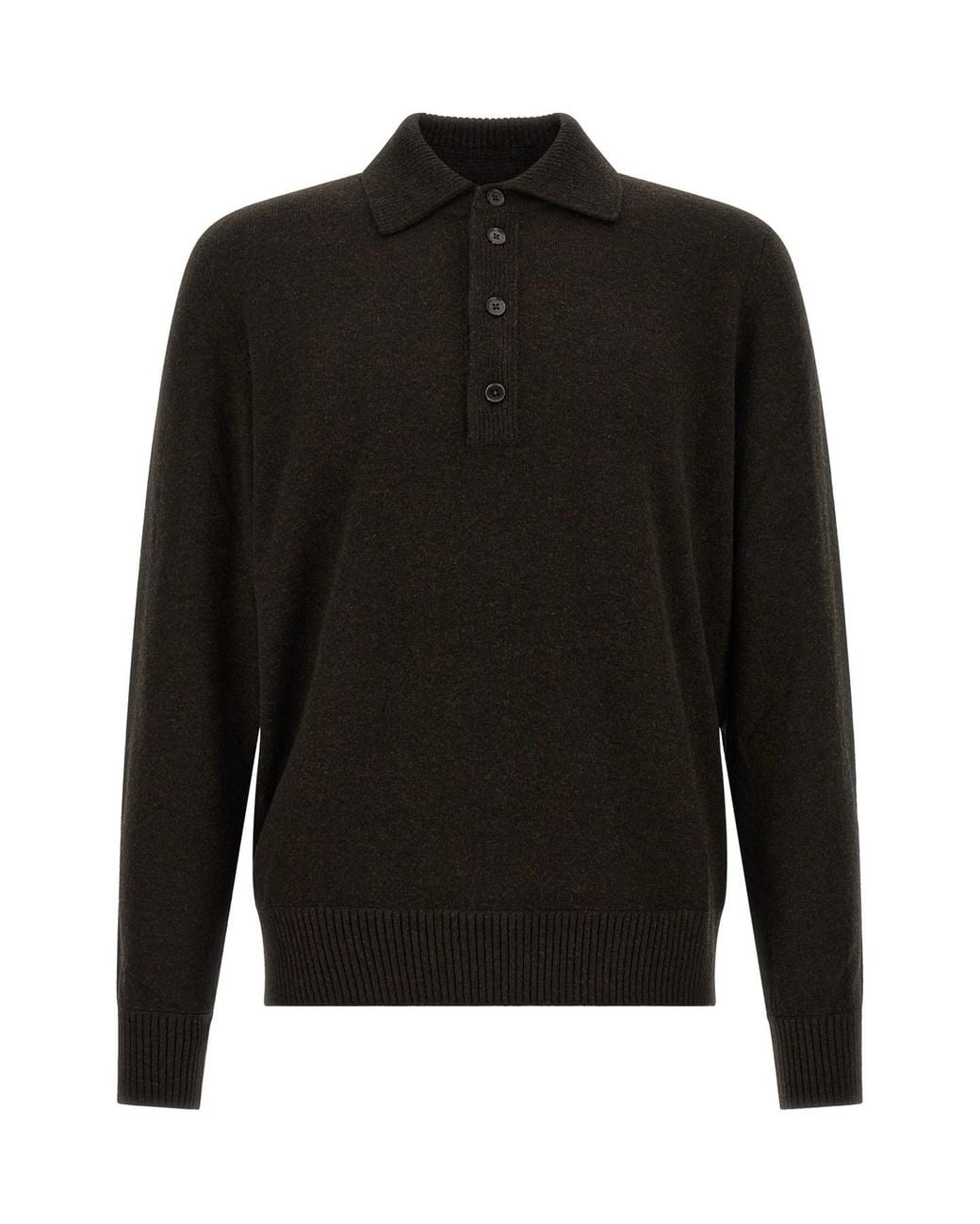 Zegna Black Wool And Cashmere Polo Shirt for men