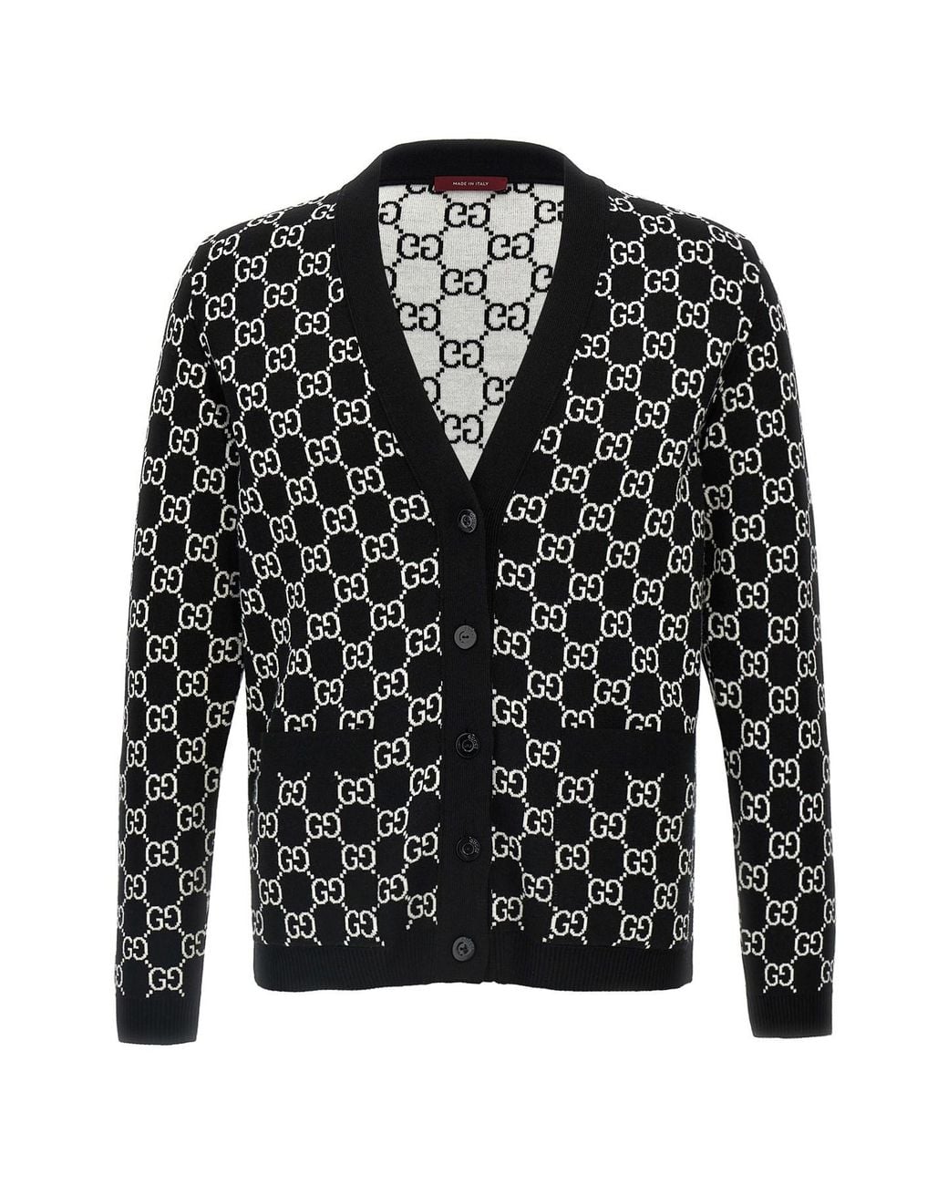 Gucci Black Reversible Jacquard Gg Wool Cardigan