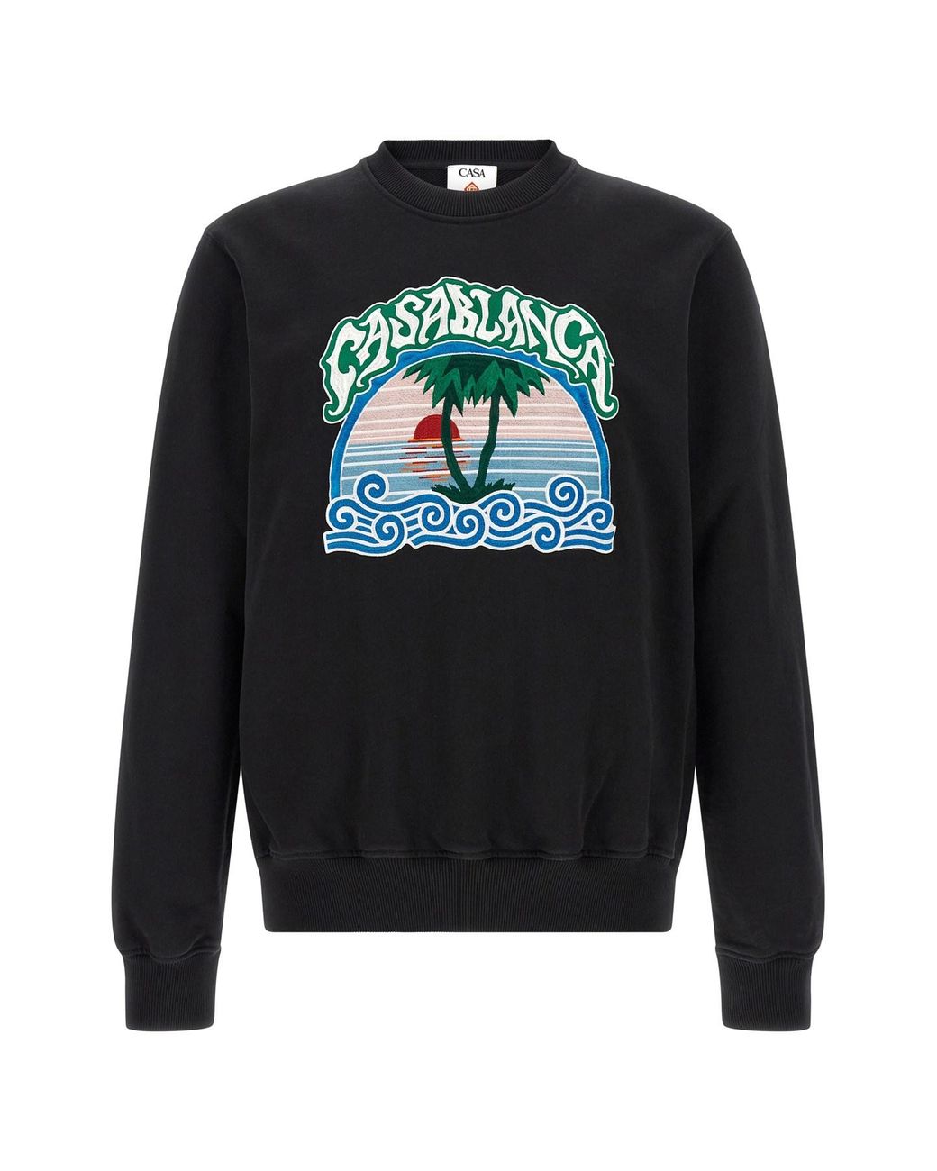 Casablanca Black 'palm Tree Emblem' Embroidered Sweatshirt for men