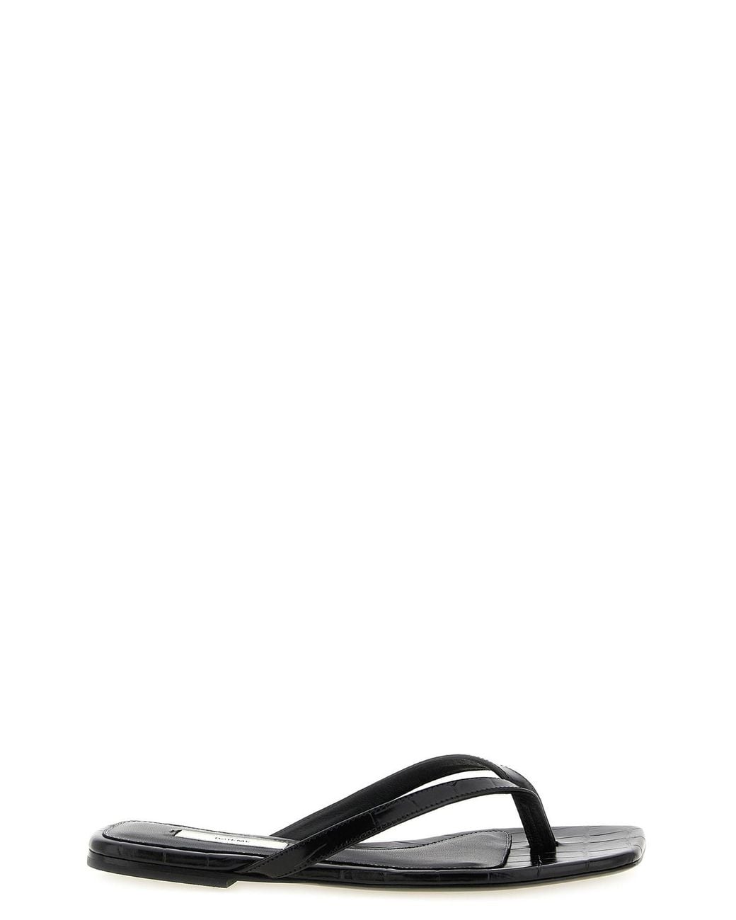 Totême Black 'croco-embossed' Slides