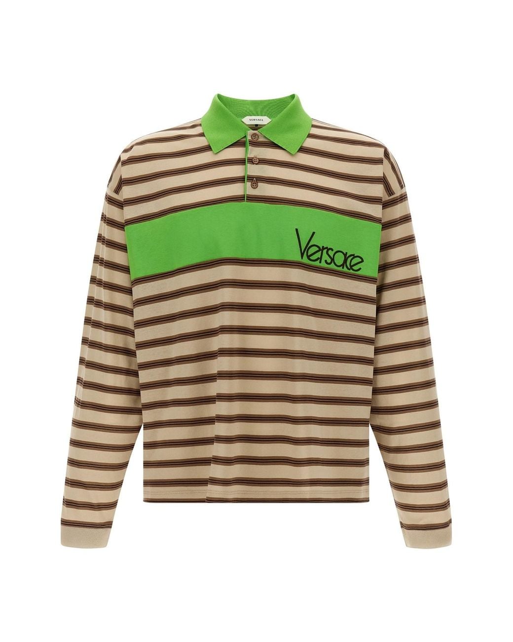 Versace Green Intarsia Polo Shirt for men