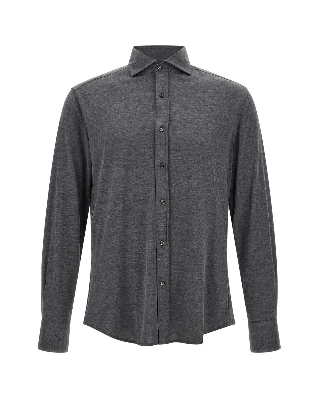 Brunello Cucinelli Gray Cotton And Silk Shirt for men