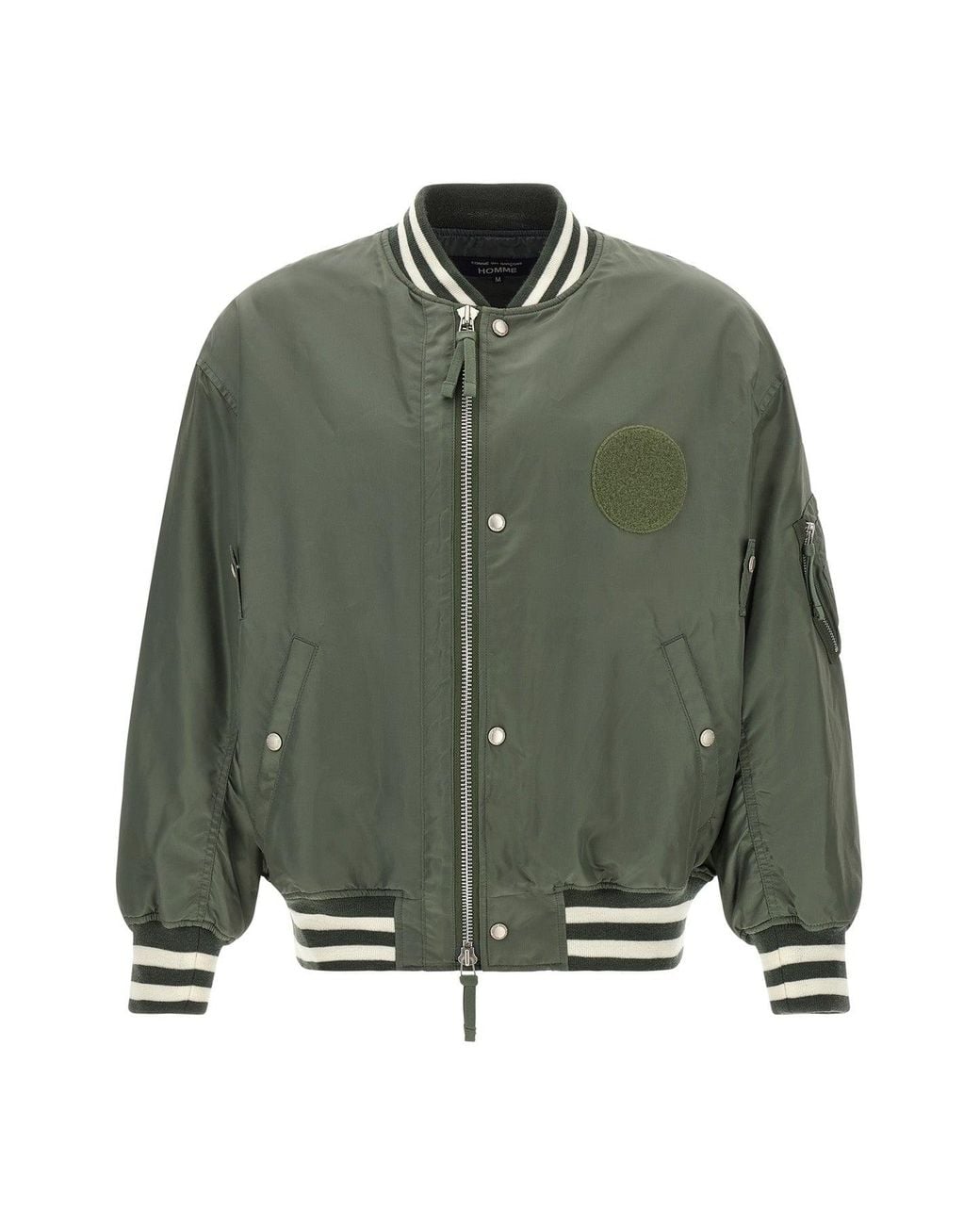 Comme des Garçons Green Bomber Jacket With Patch Detail for men