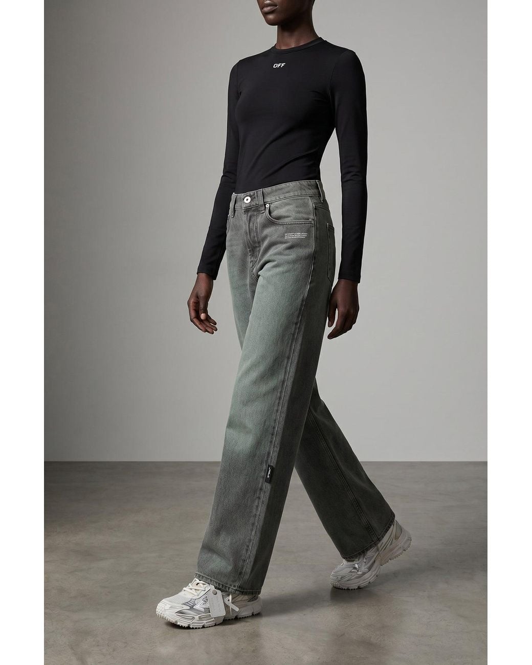 Off-White c/o Virgil Abloh Green Wide-Leg Jeans With Spray Effect