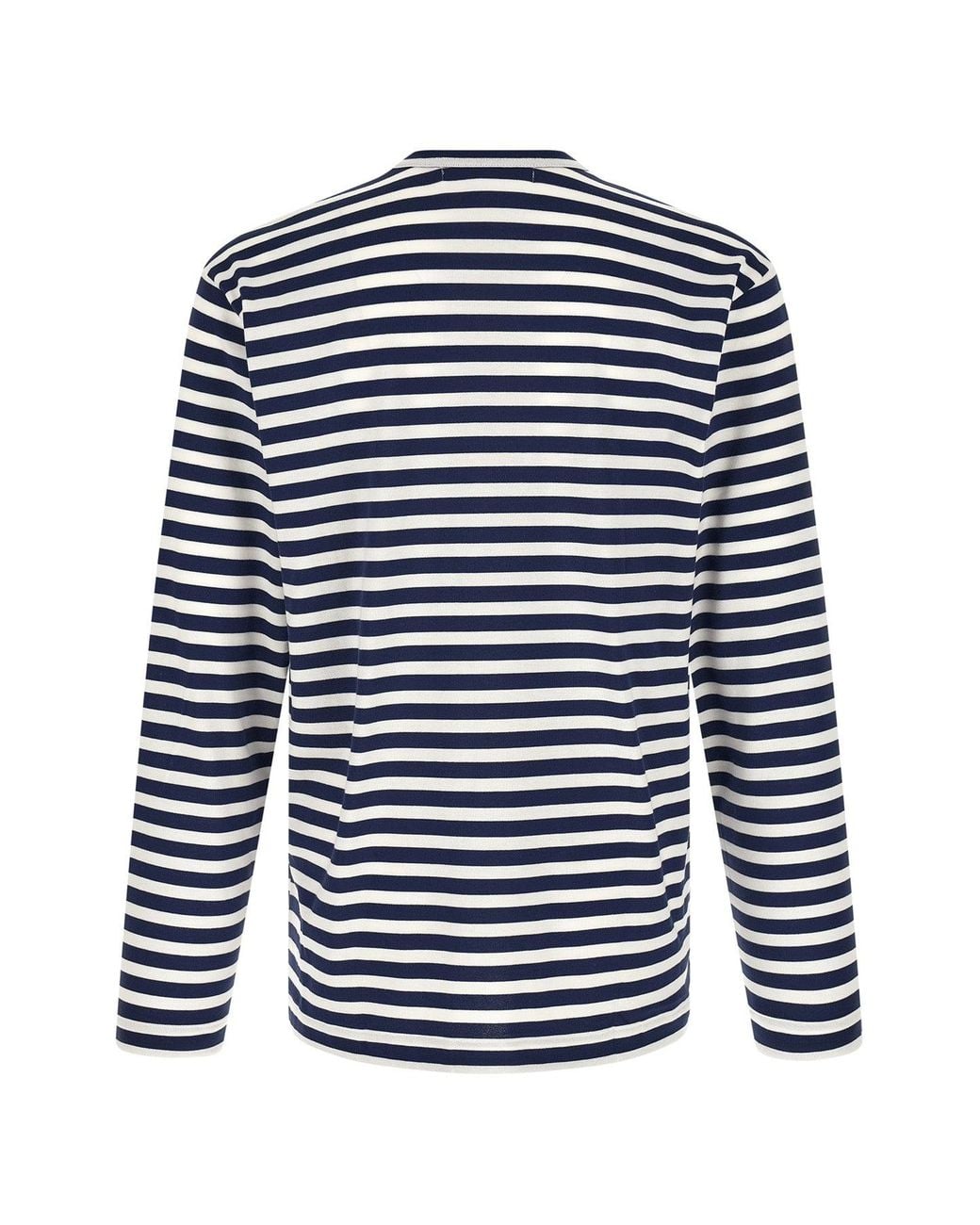 COMME DES GARÇONS PLAY Blue Striped T-Shirt With Heart Patch for men