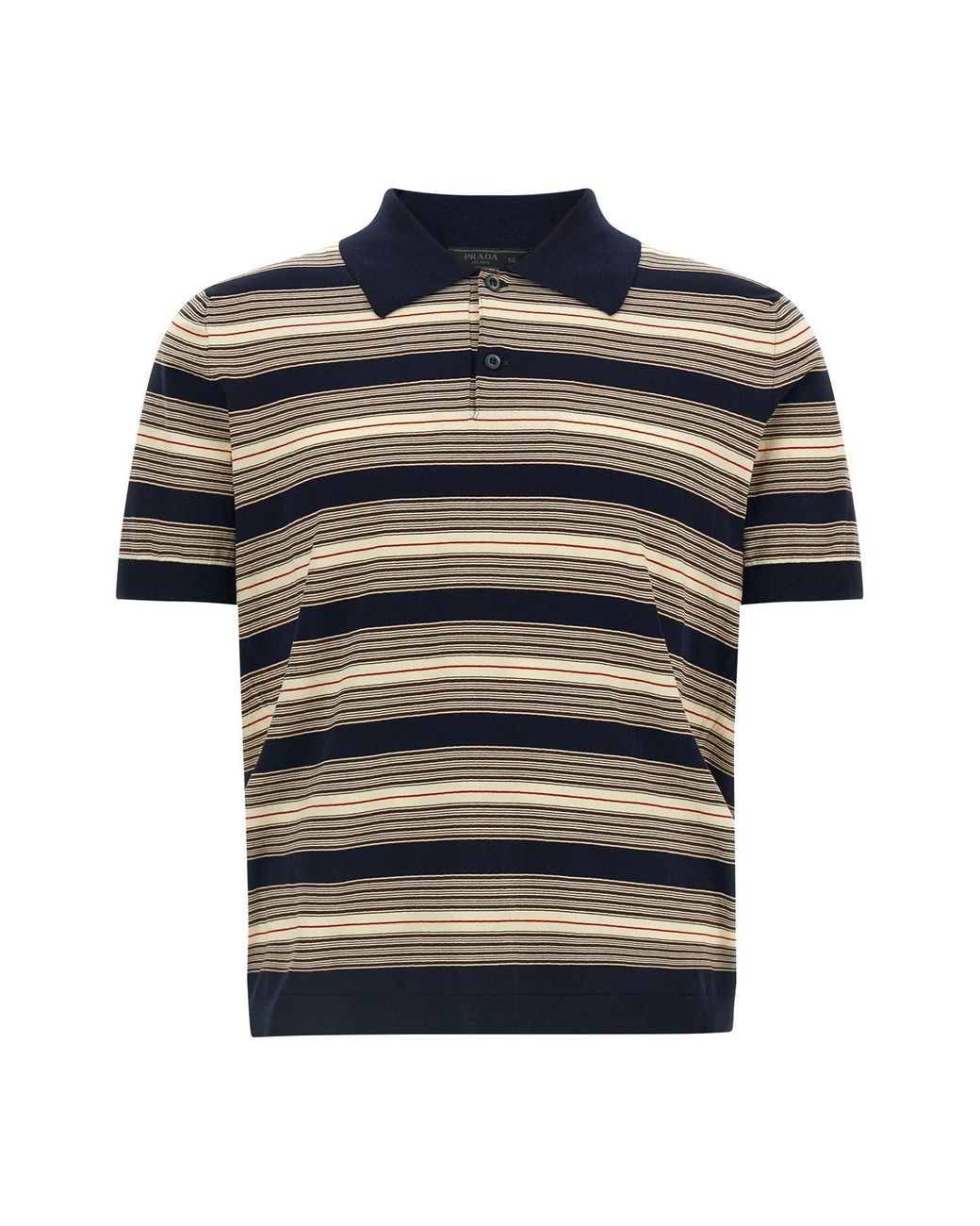Prada Striped Cotton Polo Shirt in Black for Men | Lyst UK