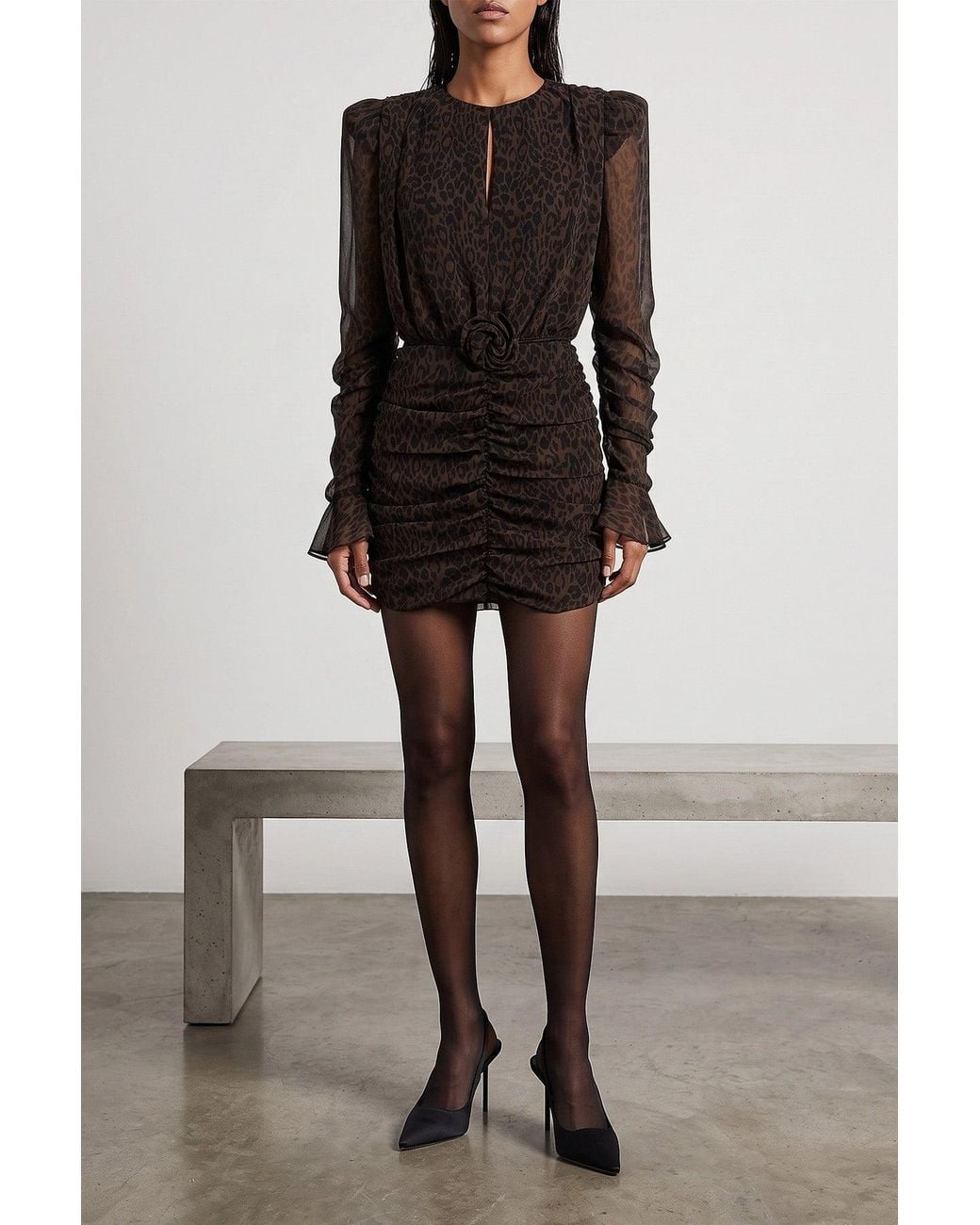 ROTATE BIRGER CHRISTENSEN Black Animalier Mini Dress
