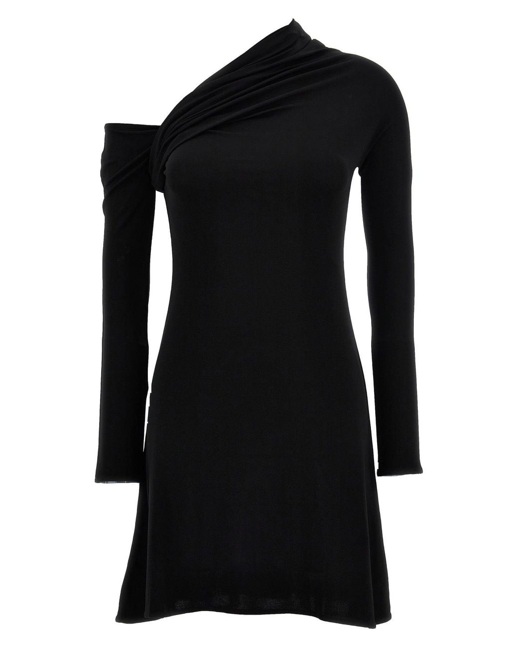 Courreges Black 'Twist One Sleeve Crepe' Dress
