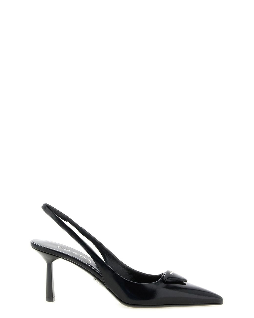 Prada Black Brushed Leather Slingback Pumps