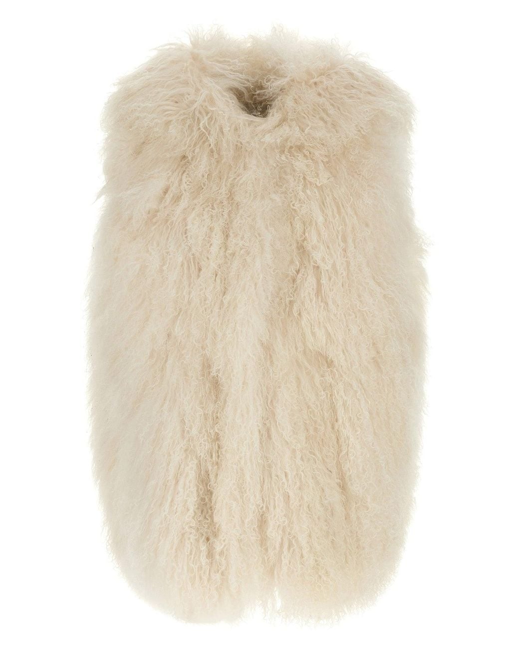 Yves Salomon Natural Curly Lamb Fur Gilet