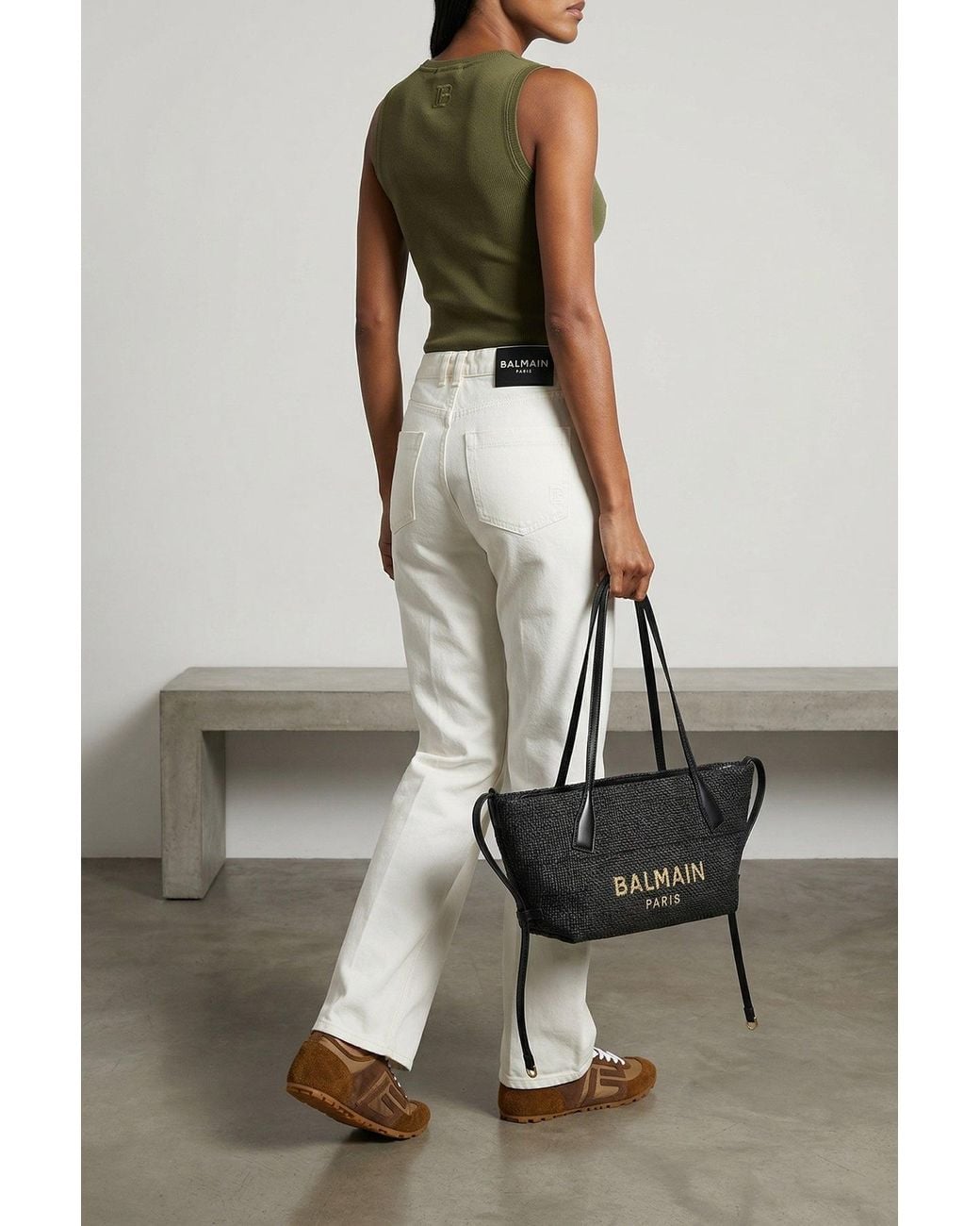 Balmain Black Tote Bag With Contrast Embroidered Logo
