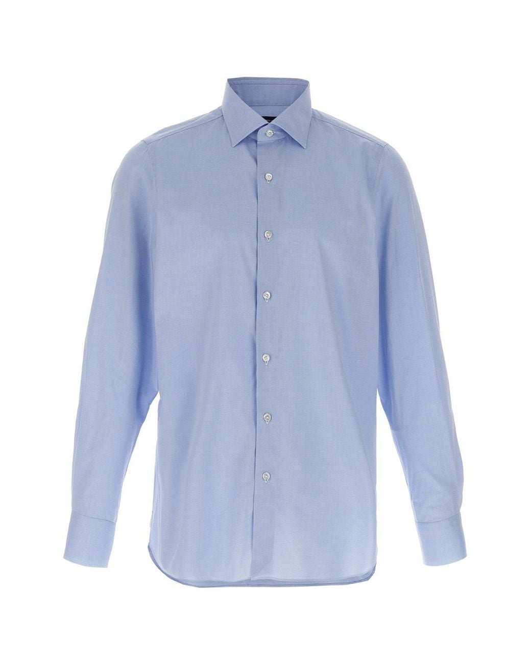 Finamore 1925 Blue Napoli1 Shirt With Gusset Detail for men