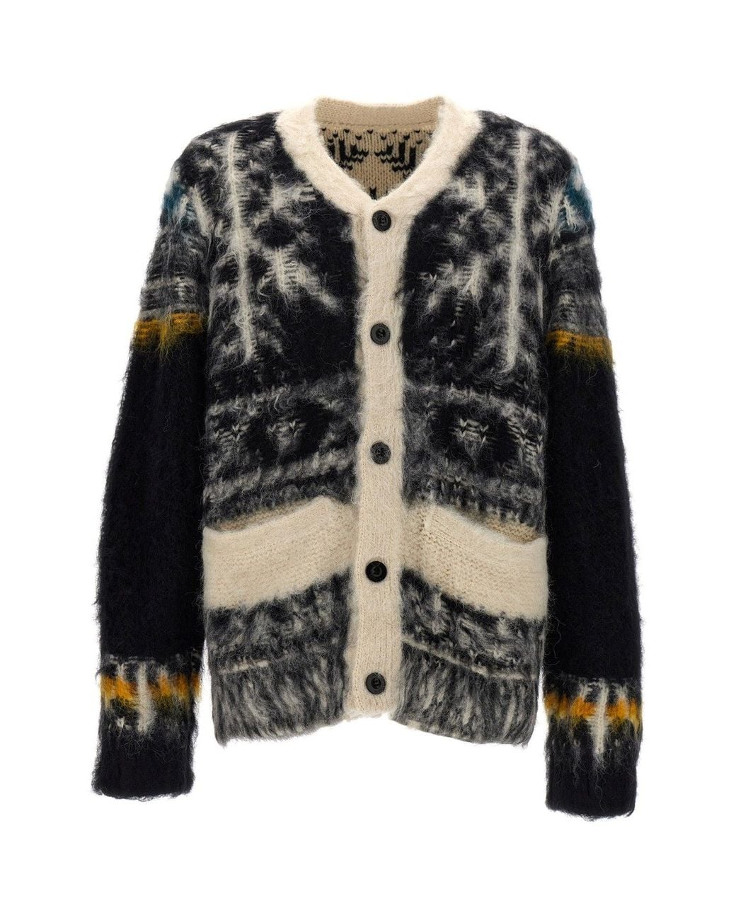 Sacai Black Cardigan 'Pattern Knit' for men