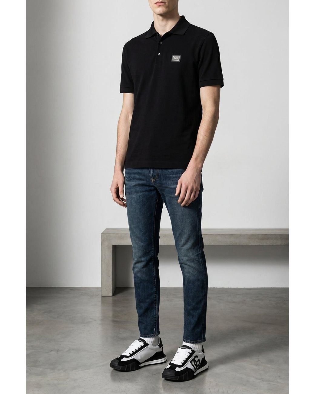 Dolce & Gabbana Black Polo With Logo Plaque for men