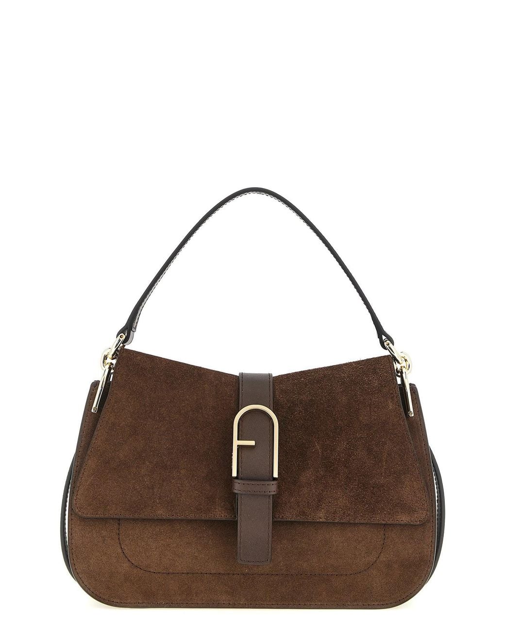 Furla Brown 'Flow M' Buckle Handbag