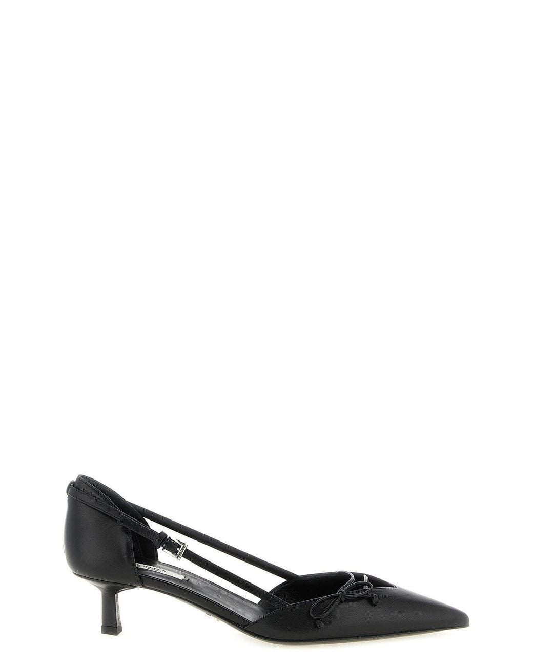 Prada Black Leather Pumps With Asymmetrical Strap