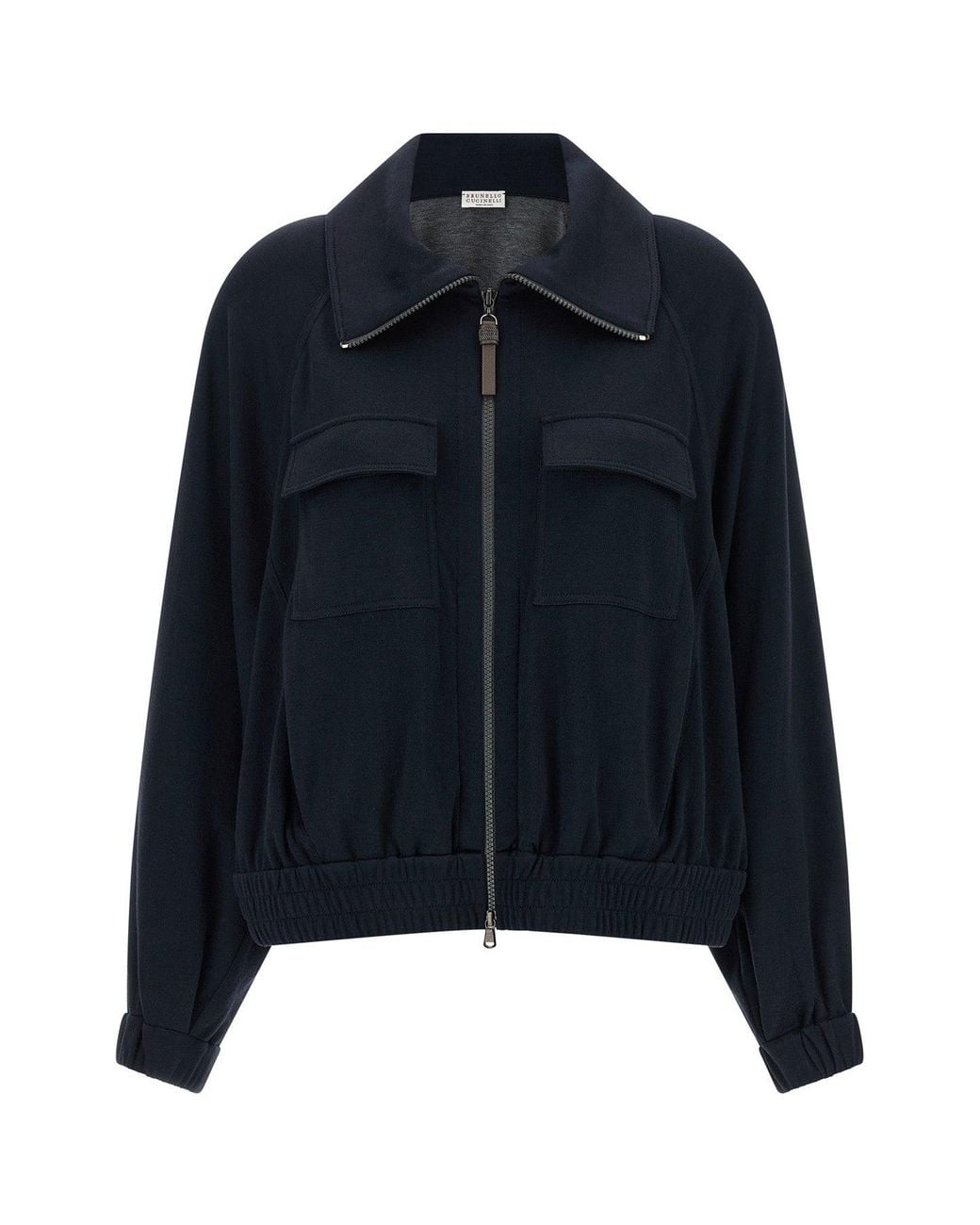 Brunello Cucinelli Blue 'Shiny Zipper Pull' Sweatshirt