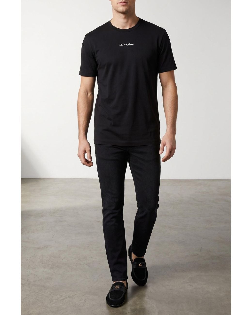 Dolce & Gabbana Black Embroidered Logo T-Shirt for men