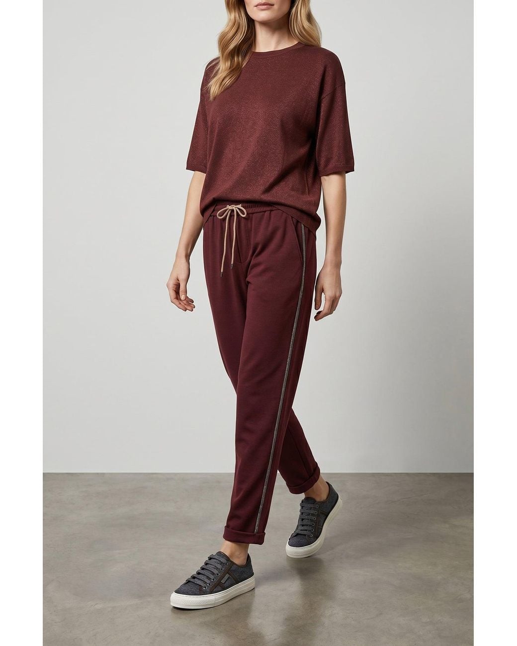 Brunello Cucinelli Red 'Track' Joggers