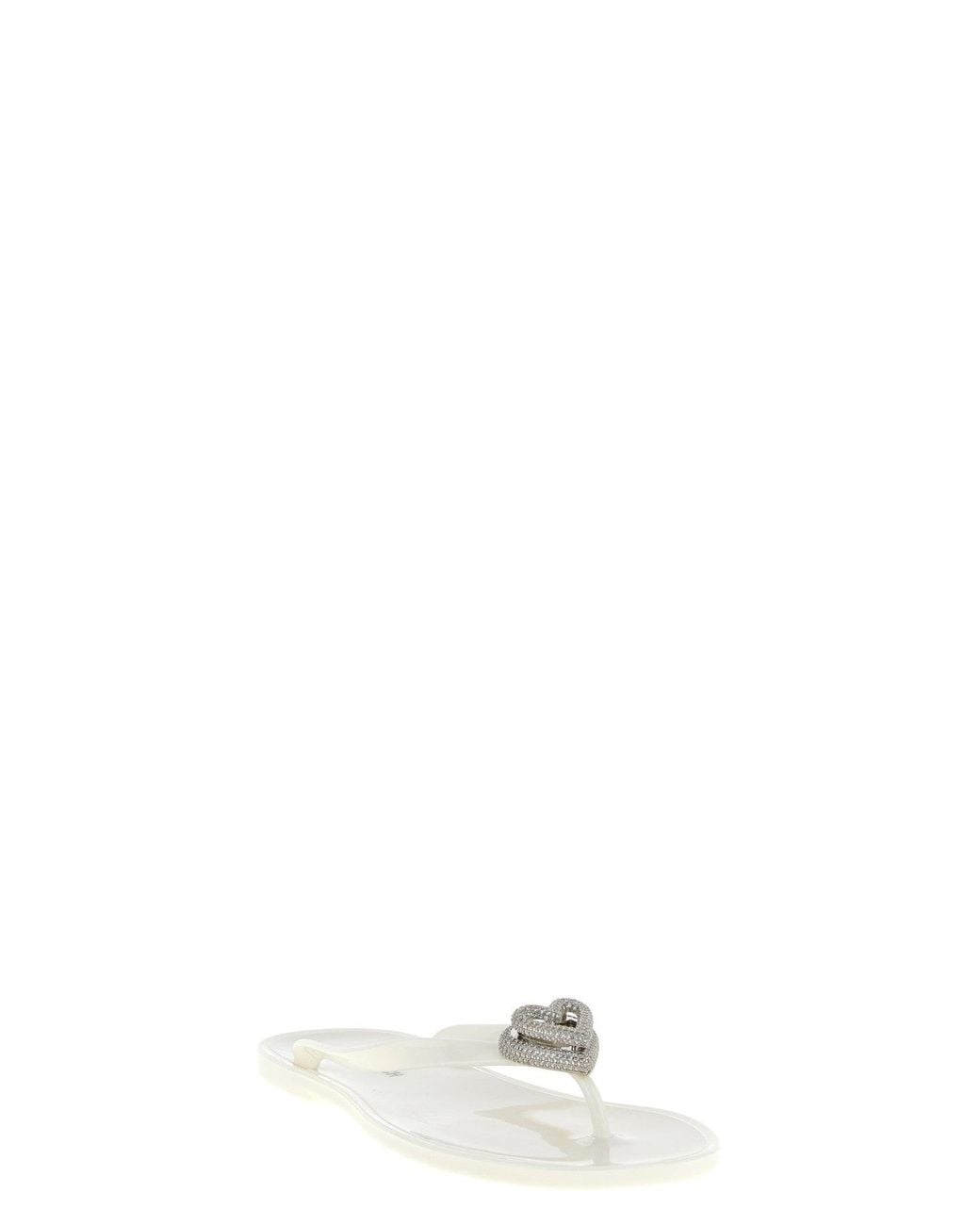 Mach & Mach White 'Double Heart' Sandal