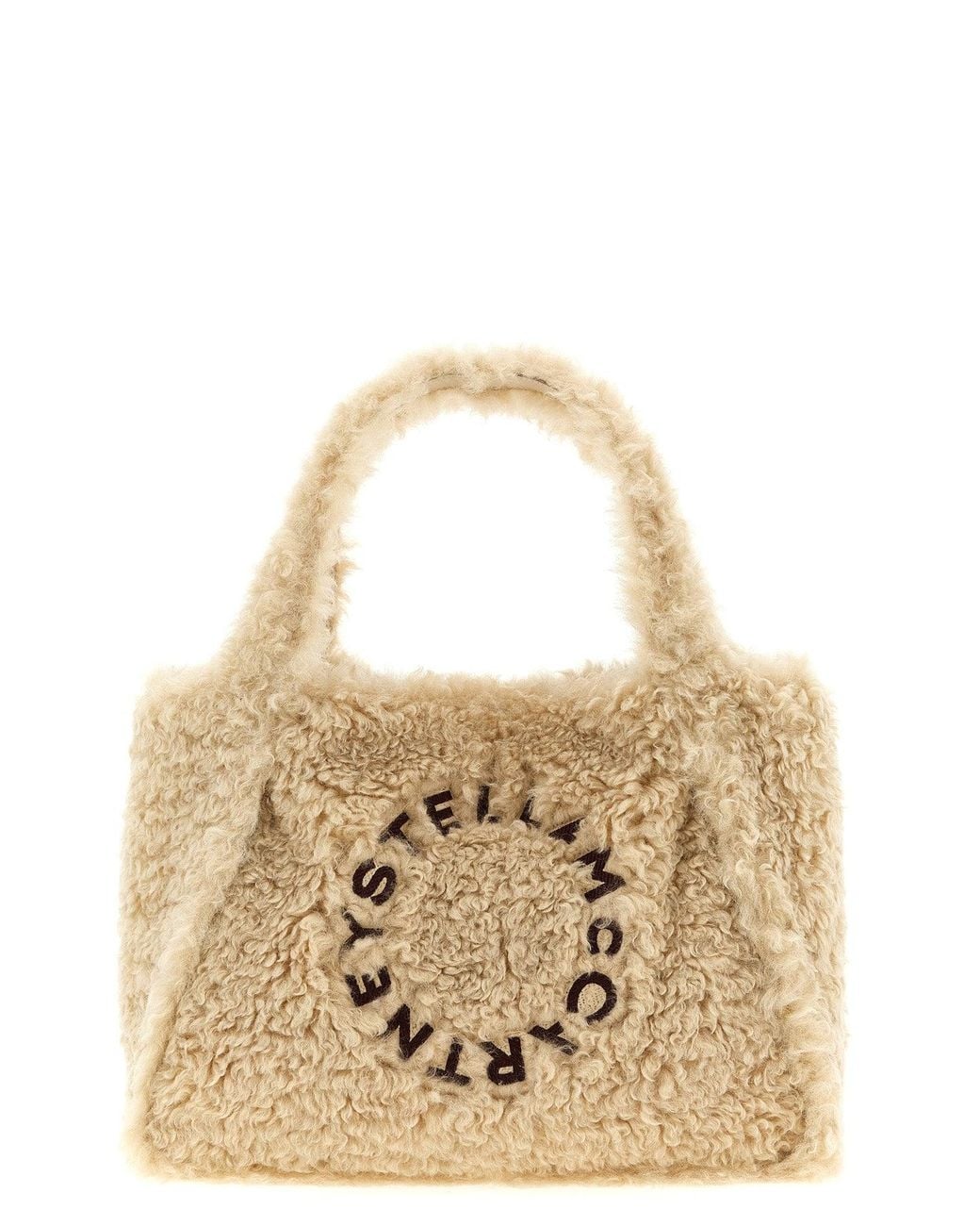 Stella McCartney Metallic Stella Logo Faux Shearling Tote