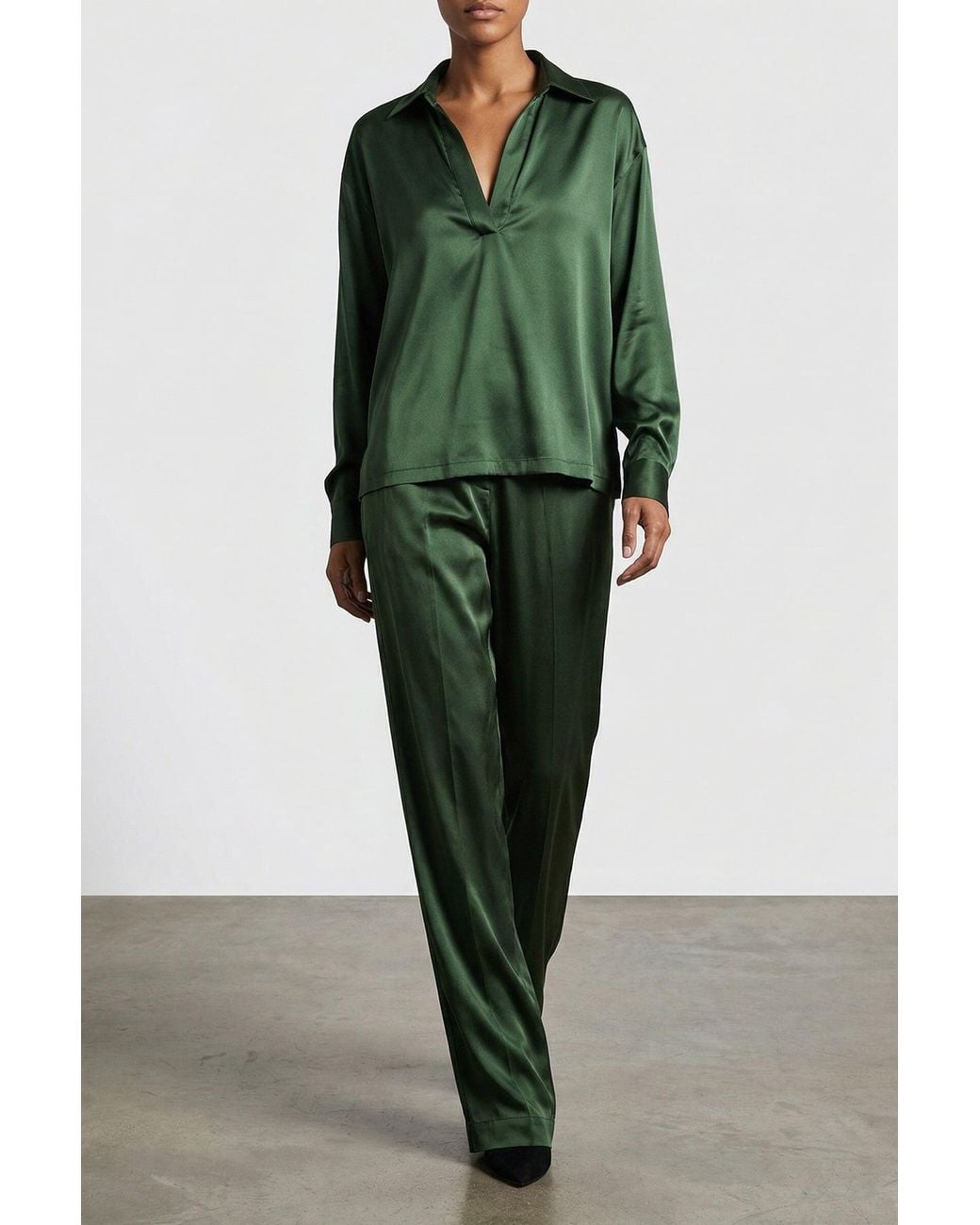 Tom Ford Green Silk Trousers With Logo Waistband