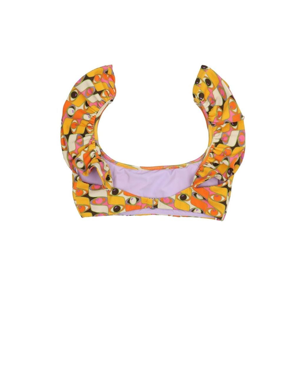 LaDoubleJ Orange 'Ruffle Third Eye' Bikini Top