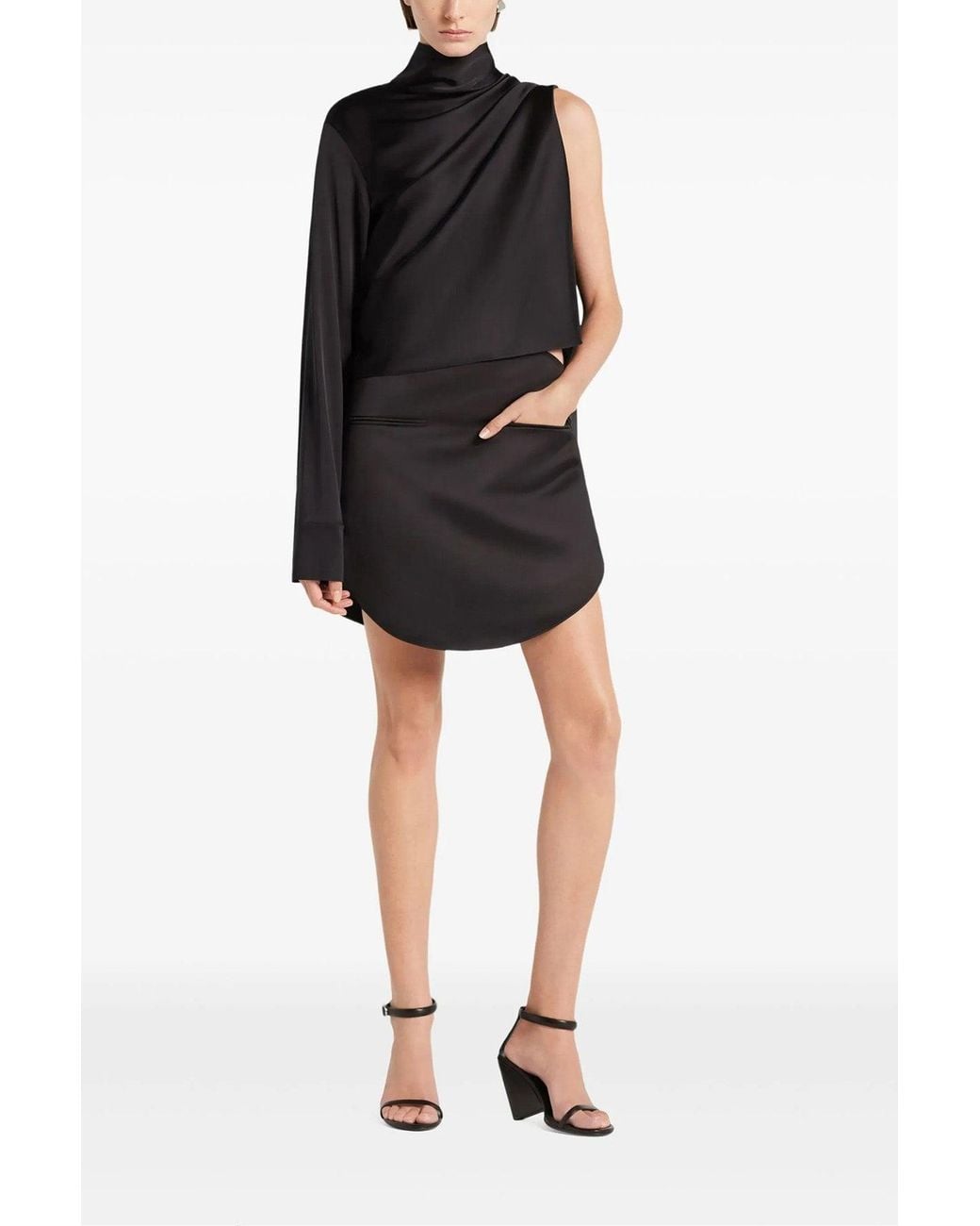 Courreges Black Skirt 'Circle Satin Mini Skirt'