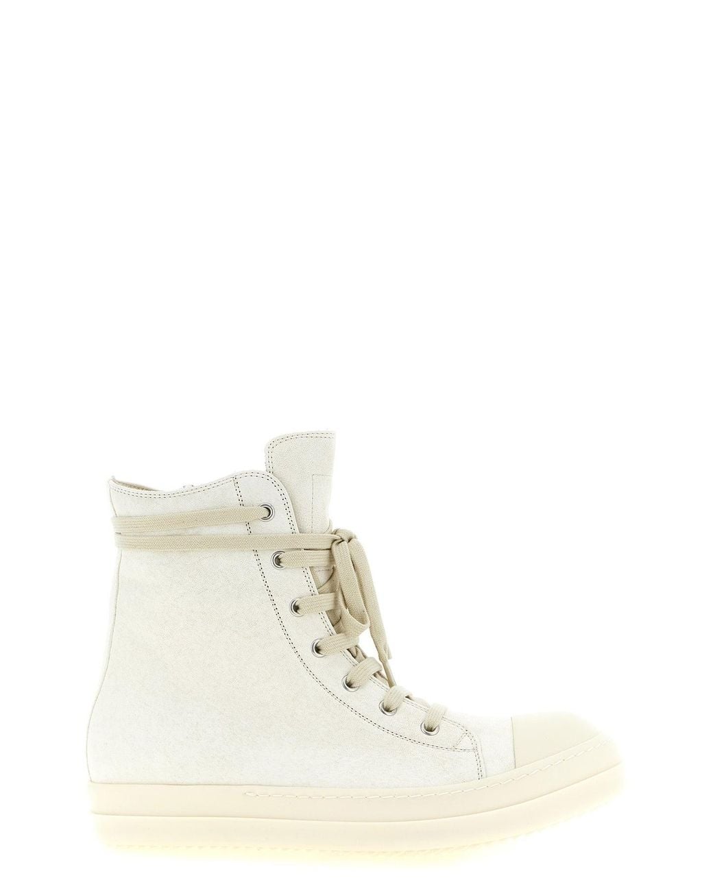 Rick Owens White High-Top Sneaker With Side Zip for men