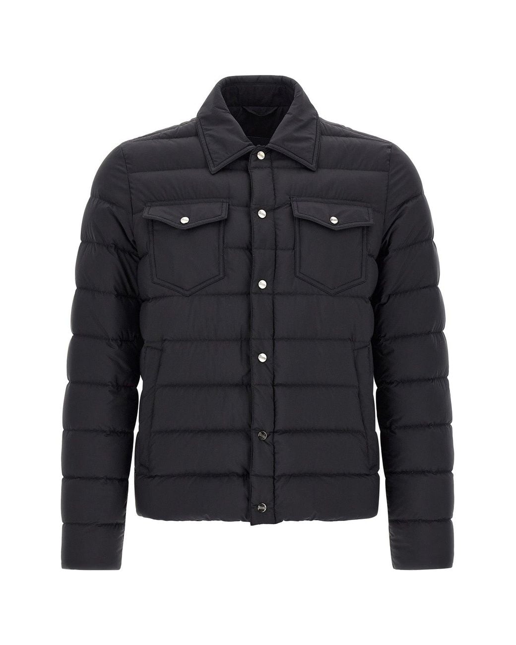 Herno Black Quilted Jacket With Engraved Hardware for men