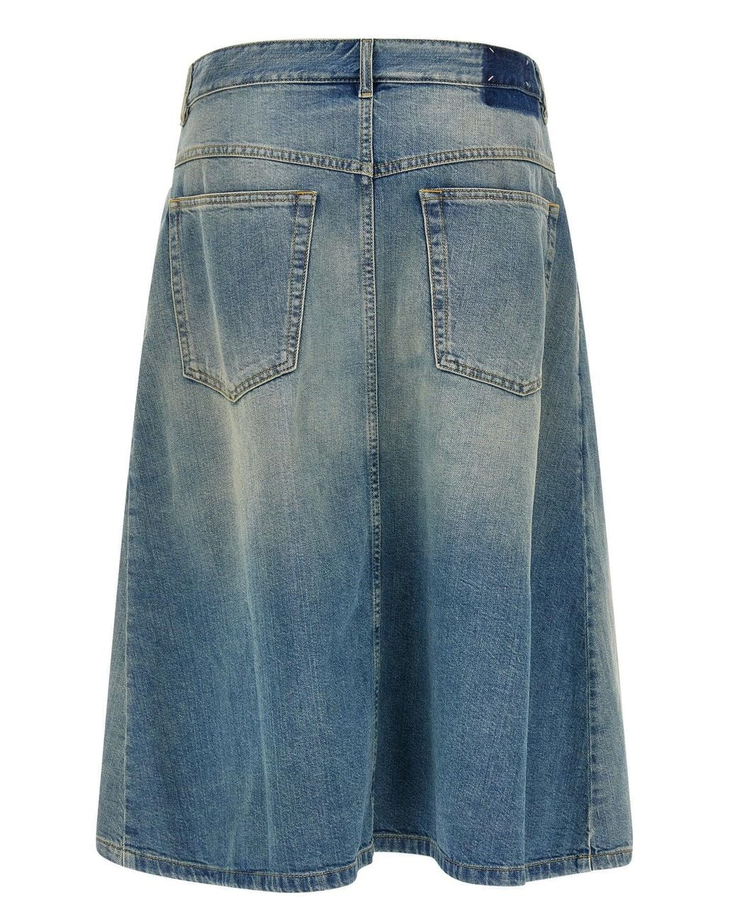 Maison Margiela Blue Midi Skirt With Wrap Closure