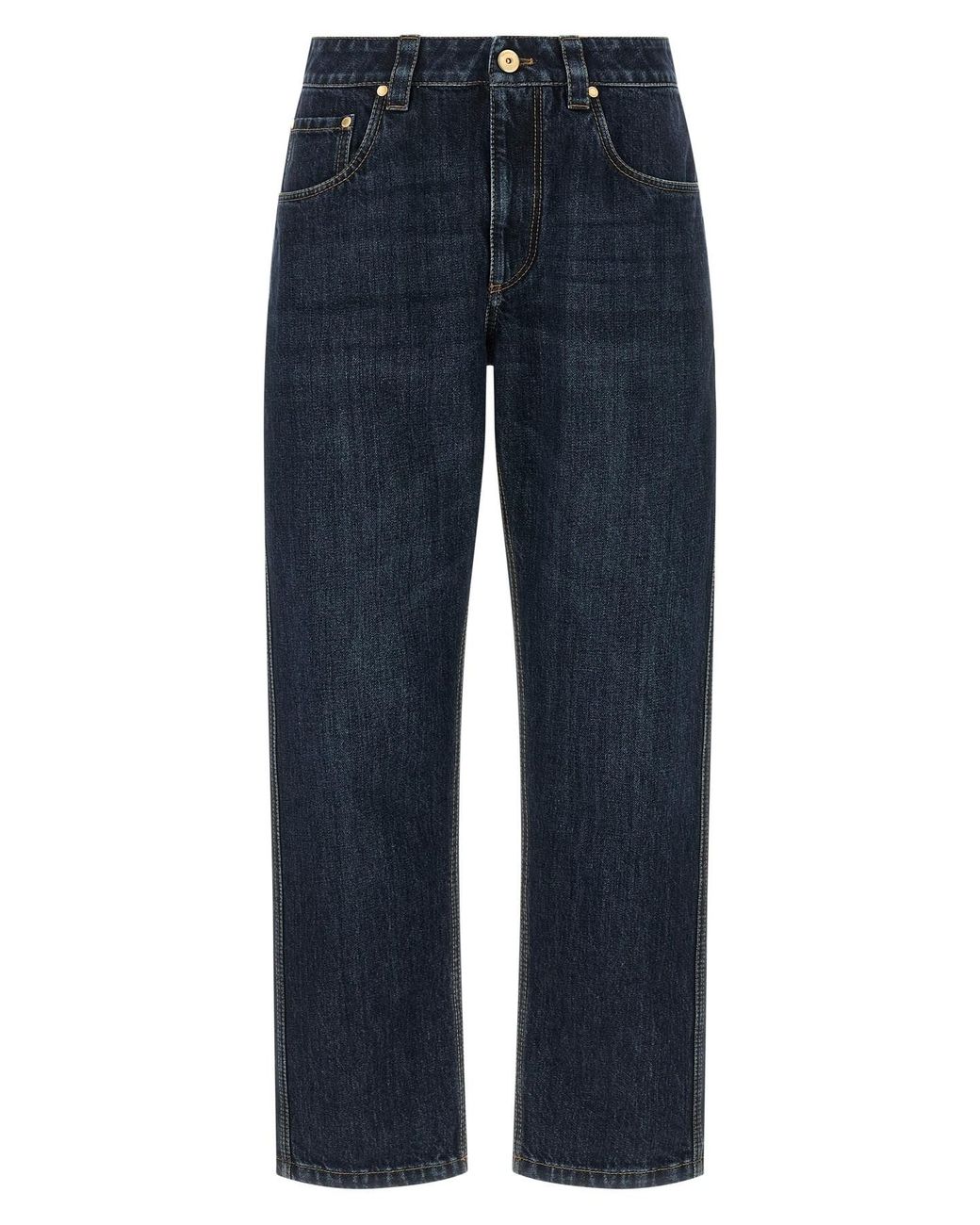 Brunello Cucinelli Blue 'shiny Bartack' Jeans