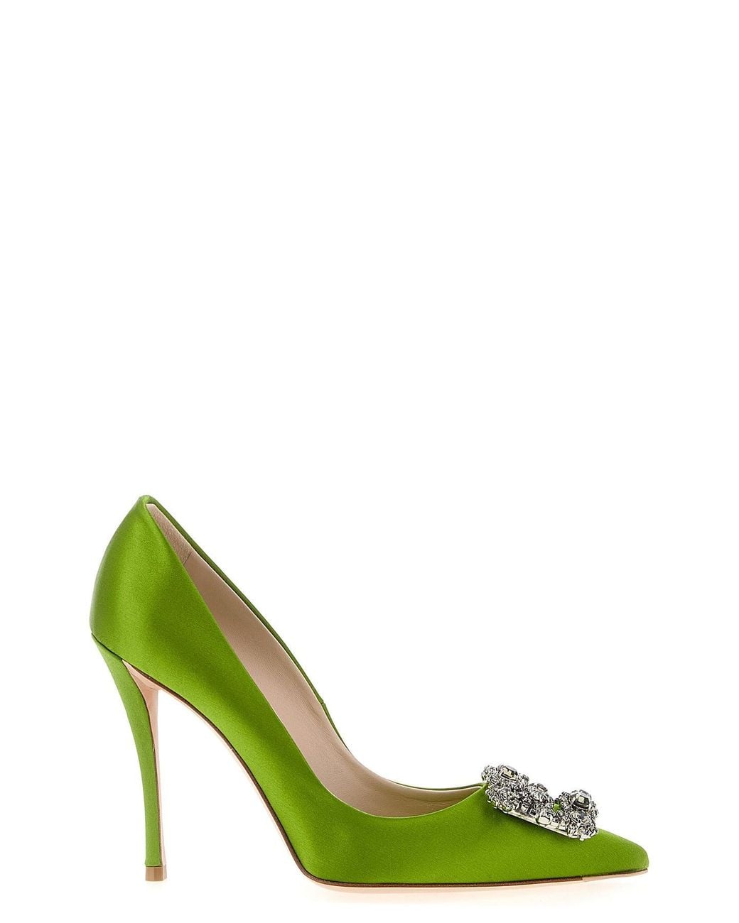 Roger Vivier Green 'Flower Strass 100' Pumps