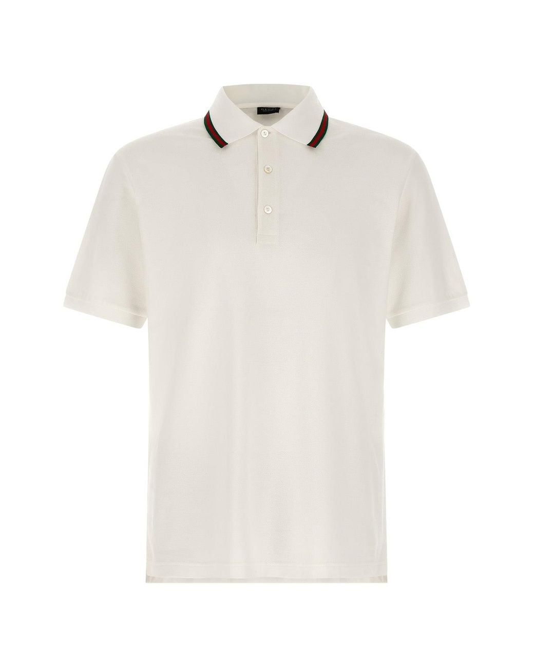 Gucci White Web Stripe Polo Shirt for men
