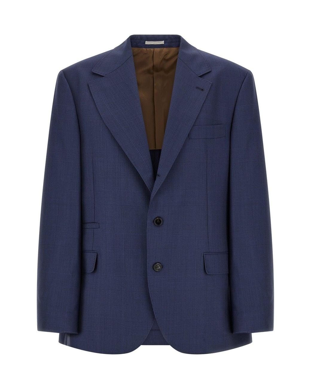 Brunello Cucinelli Blue Prince Of Wales Blazer for men