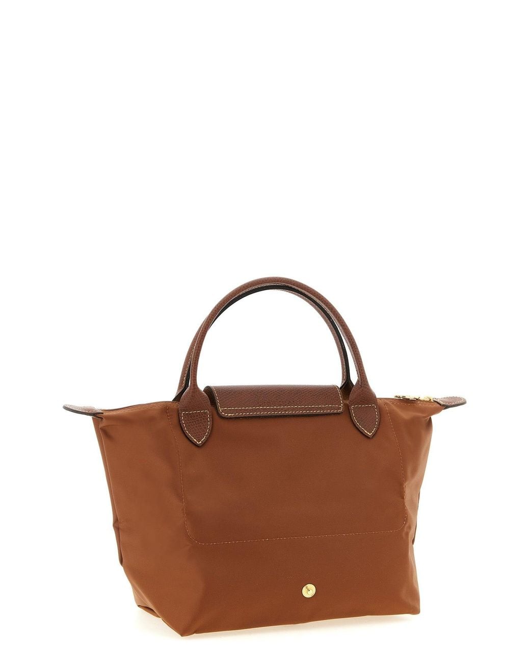 Longchamp Brown Top Handle Bag With Leather Details