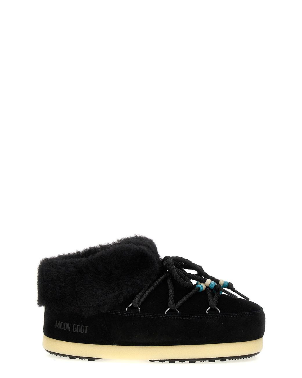 Moon Boot Black 'mule Suede Beads' Ankle Boots
