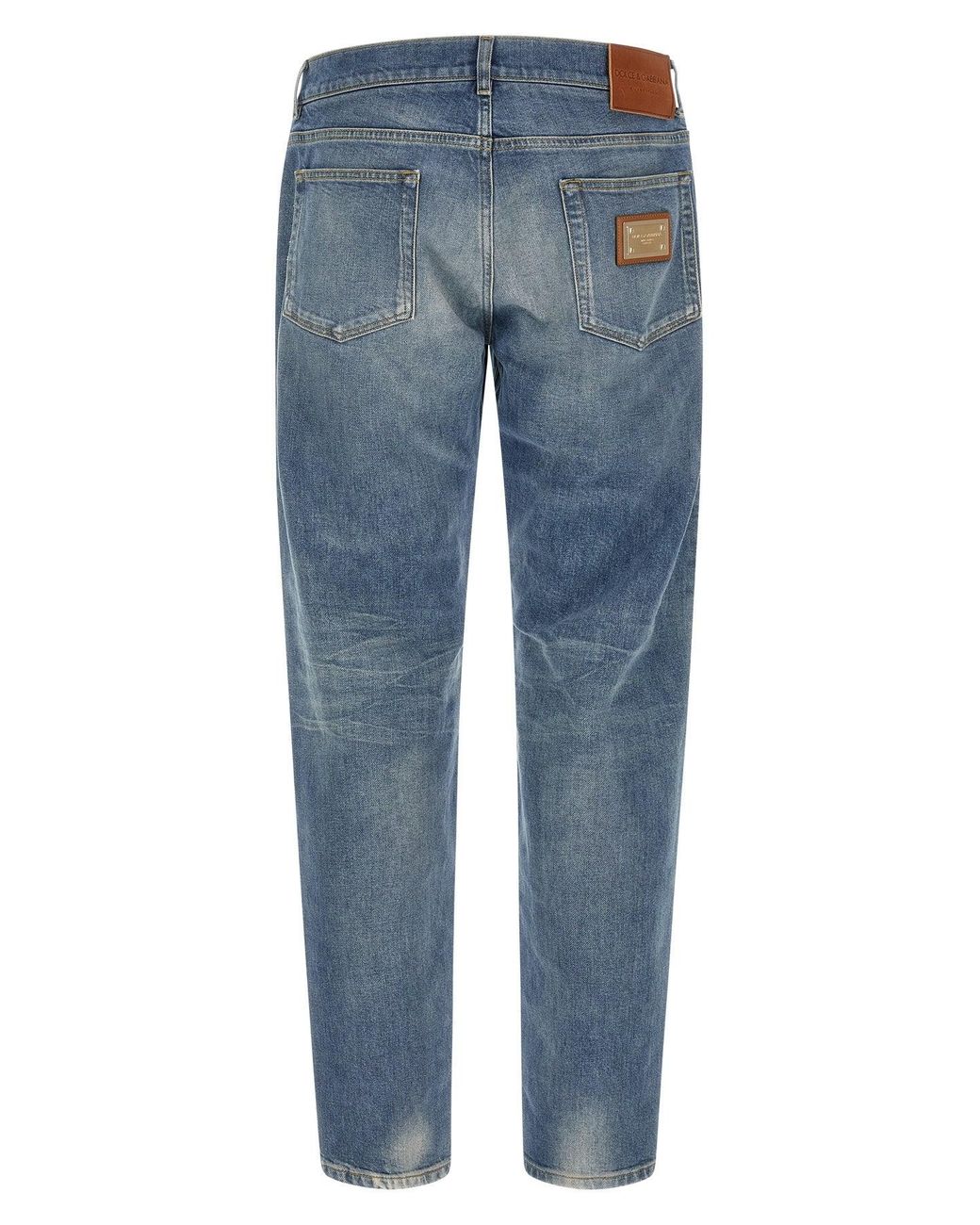Dolce & Gabbana Blue Jeans With Logo Plaque for men