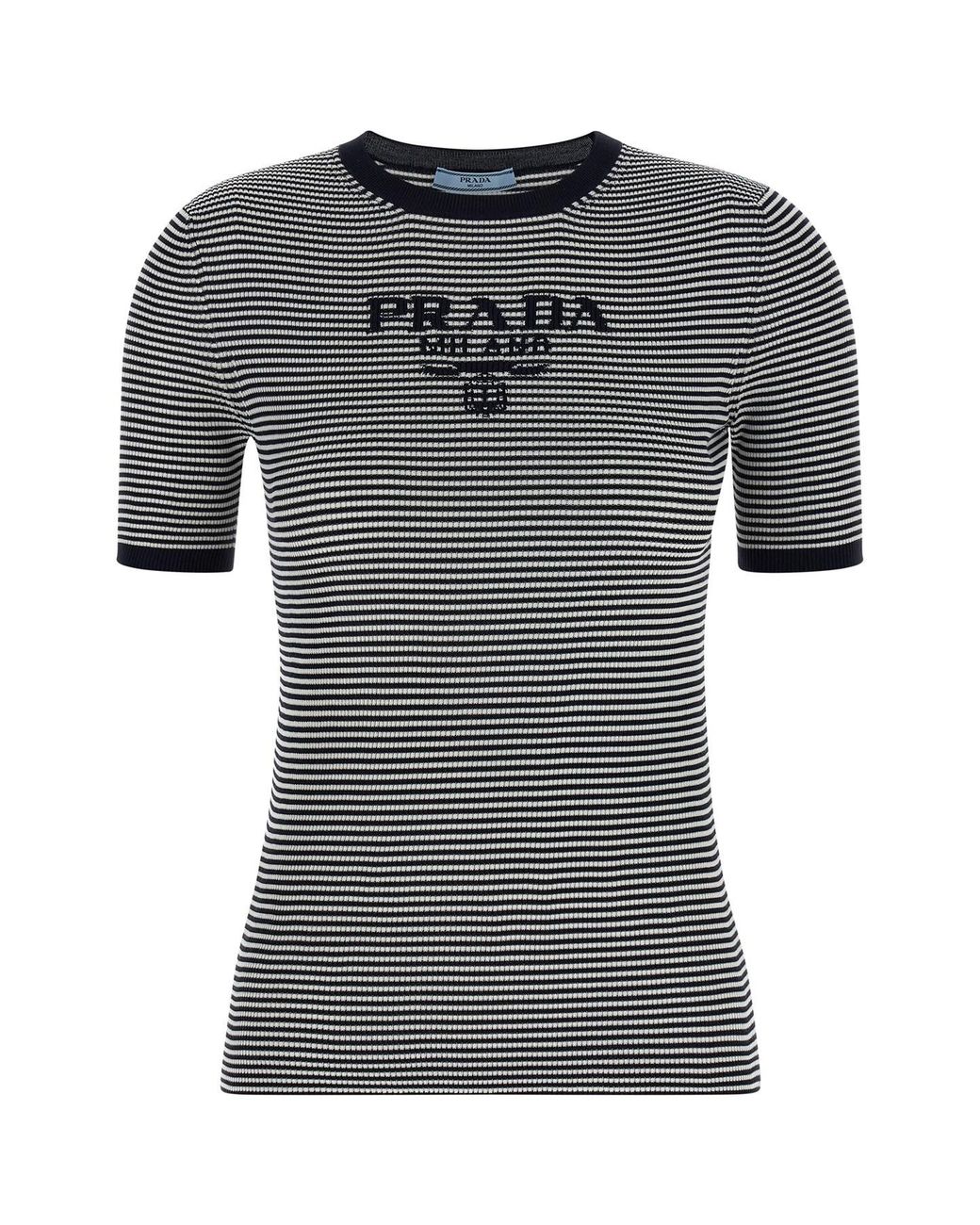 Prada Black Striped Silk T-shirt