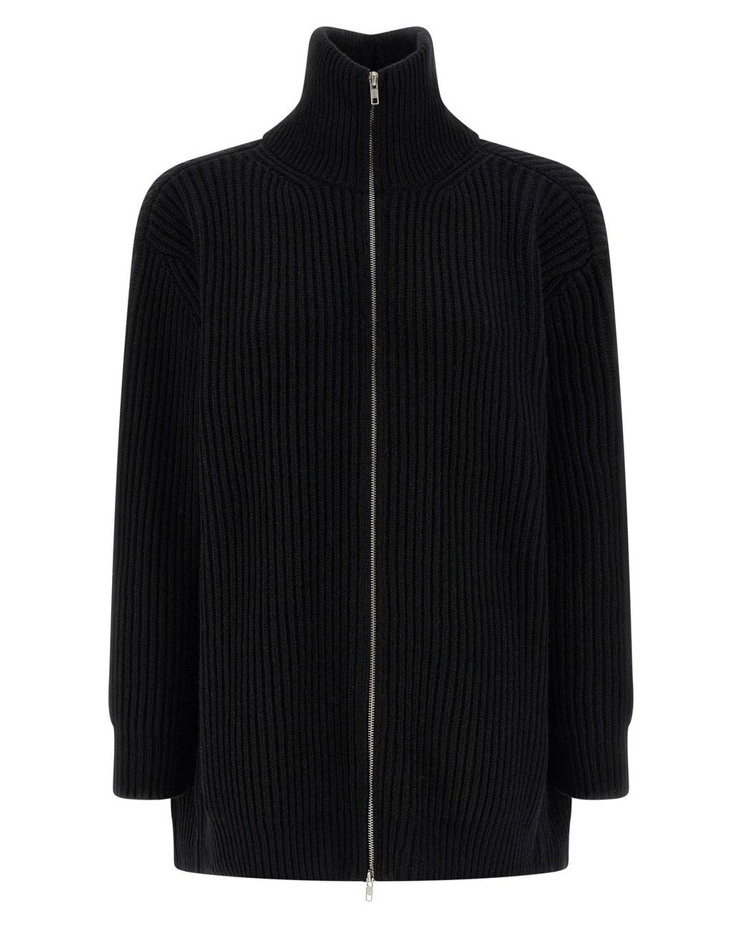 MM6 by Maison Margiela Black 'Ribbed Knit' Cardigan Dress