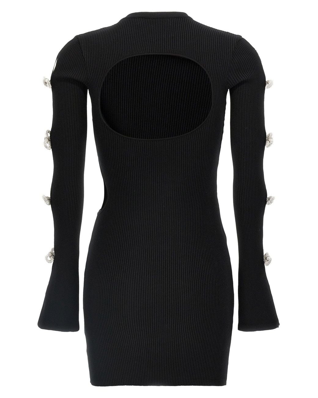 Mach & Mach Black 'Cut-Out Crystal Bow' Dress