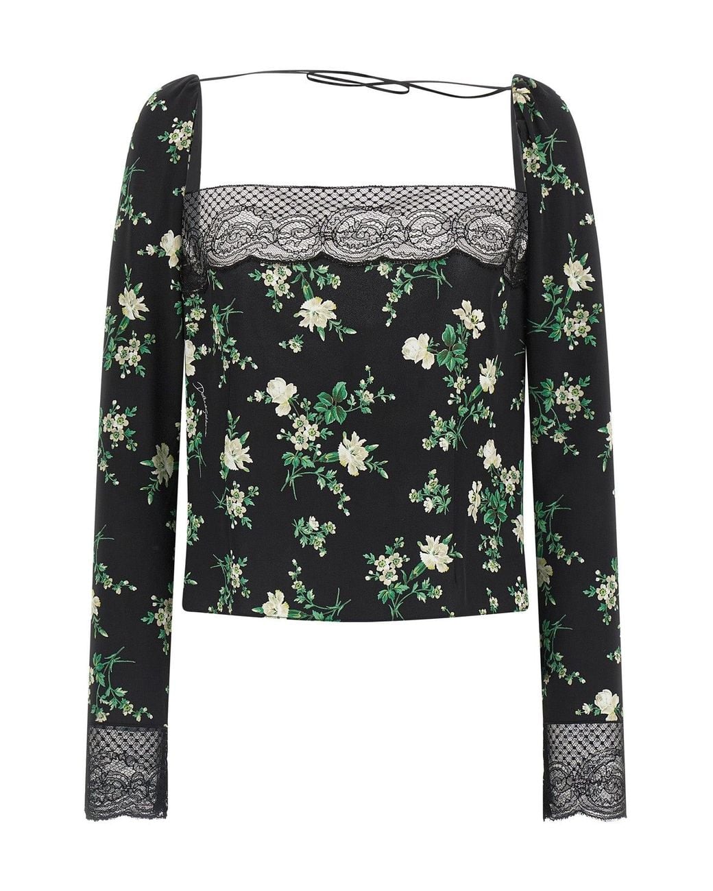Dolce & Gabbana Black Top With Lace Inserts
